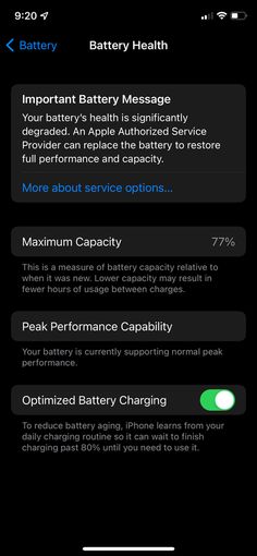 Battery Health Shows “Service”