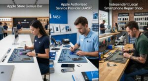Apple Store vs authorized provider vs local iPhone repair shop