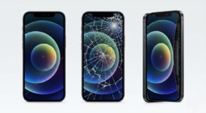 Hairline crack spiderweb crack and lifted iPhone screen comparison