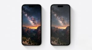 OLED and LCD iPhone screen comparison showing differences in color accuracy and contrast