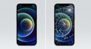 Small iPhone screen crack spreading into severe damage
