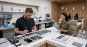 Technician performing a fast iPhone screen repair